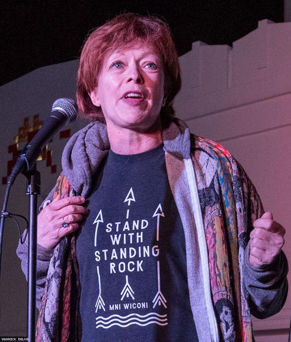 Actress Frances Fisher stood with Standing Rock