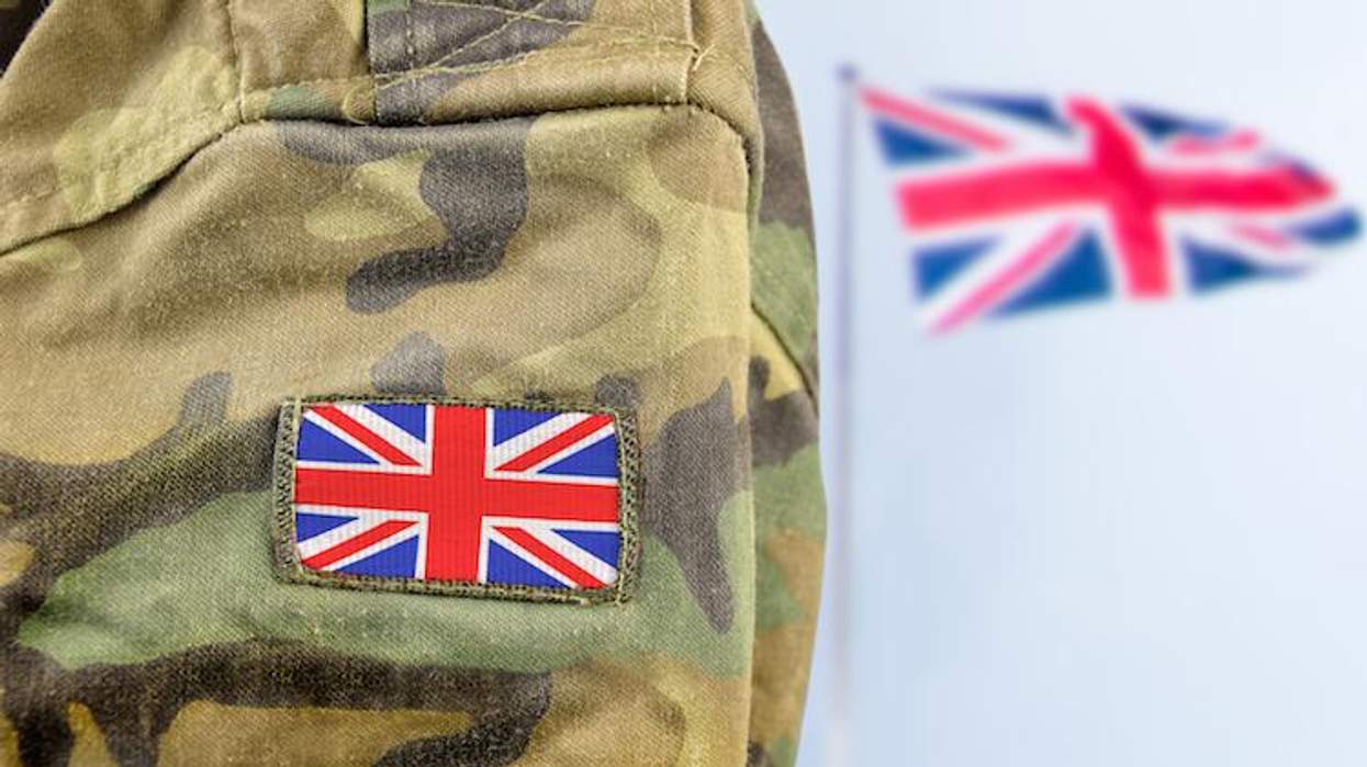 British military member with flag