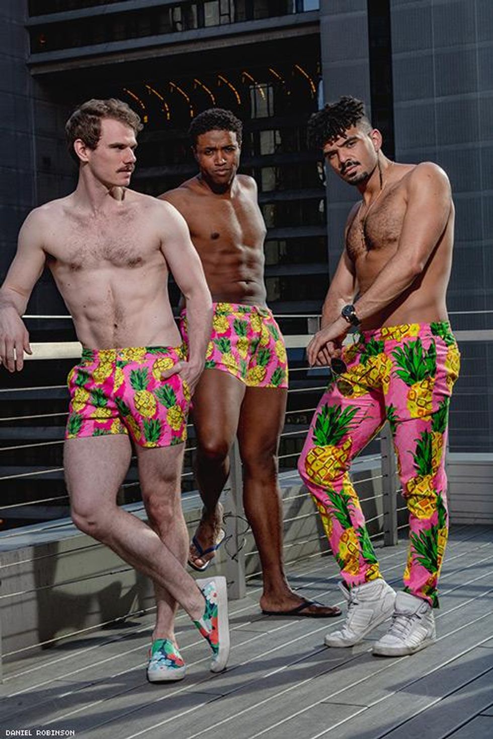 Broadway Bares performers Jay Armstrong Johnson, Steven Taylor, and Julius Rubio in Mr Turk