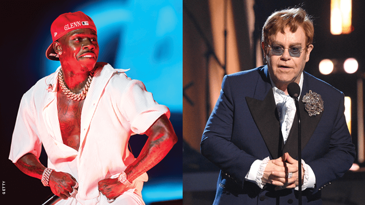 DaBaby on the left and Elton John on the right
