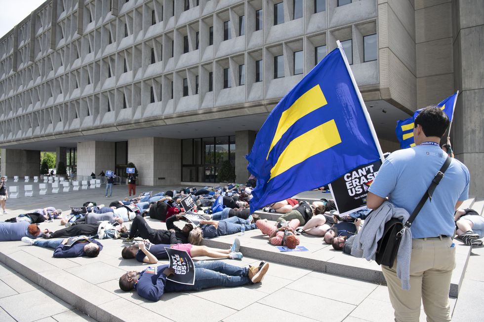 Human Rights Campaign Stages Die In in front of the Department of Health and Human Services to Protest Trump Health Care Cuts