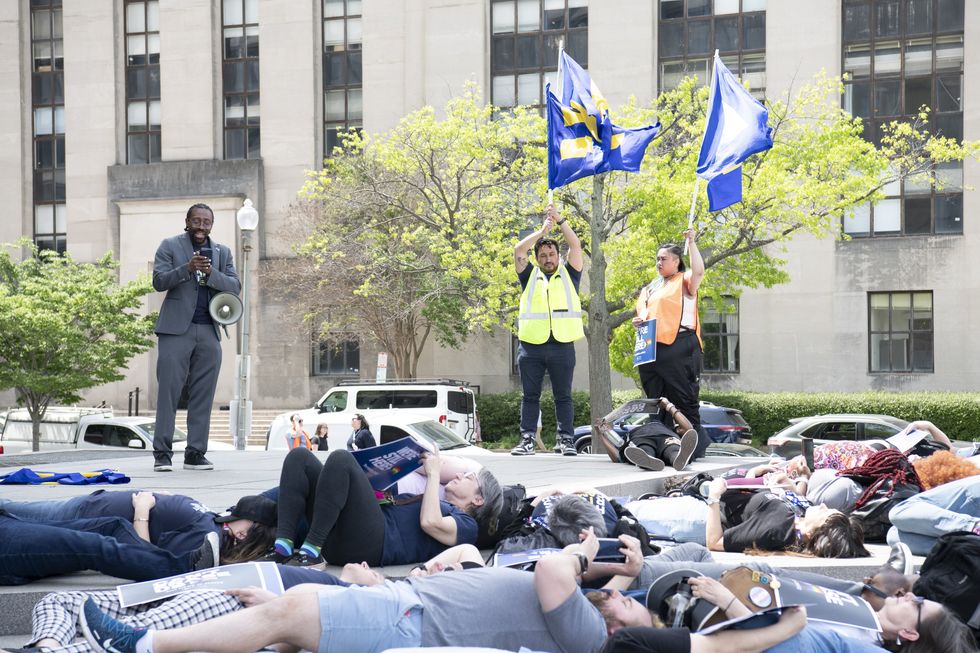 Human Rights Campaign Stages Die In in front of the Department of Health and Human Services to Protest Trump Health Care Cuts
