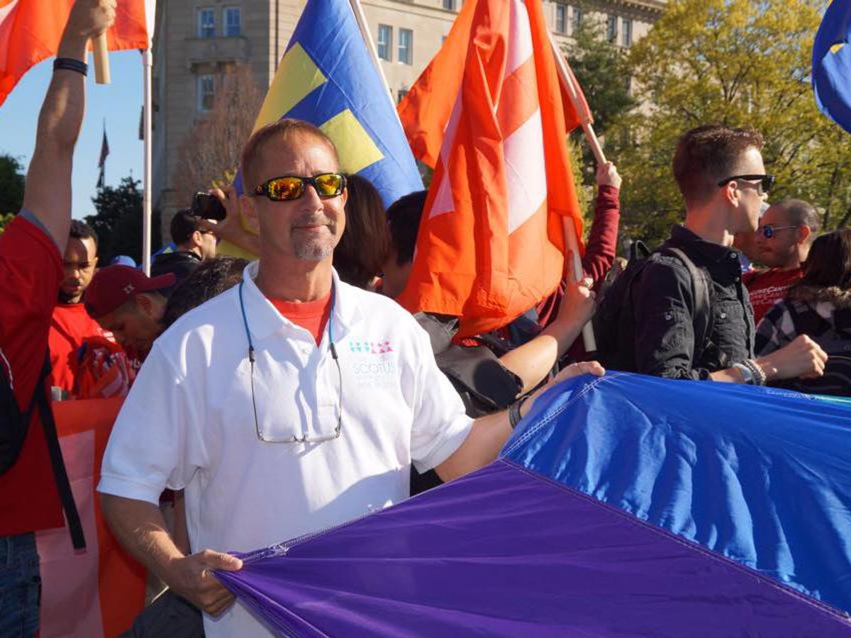 Mark Ebenhoch and the rainbow flag