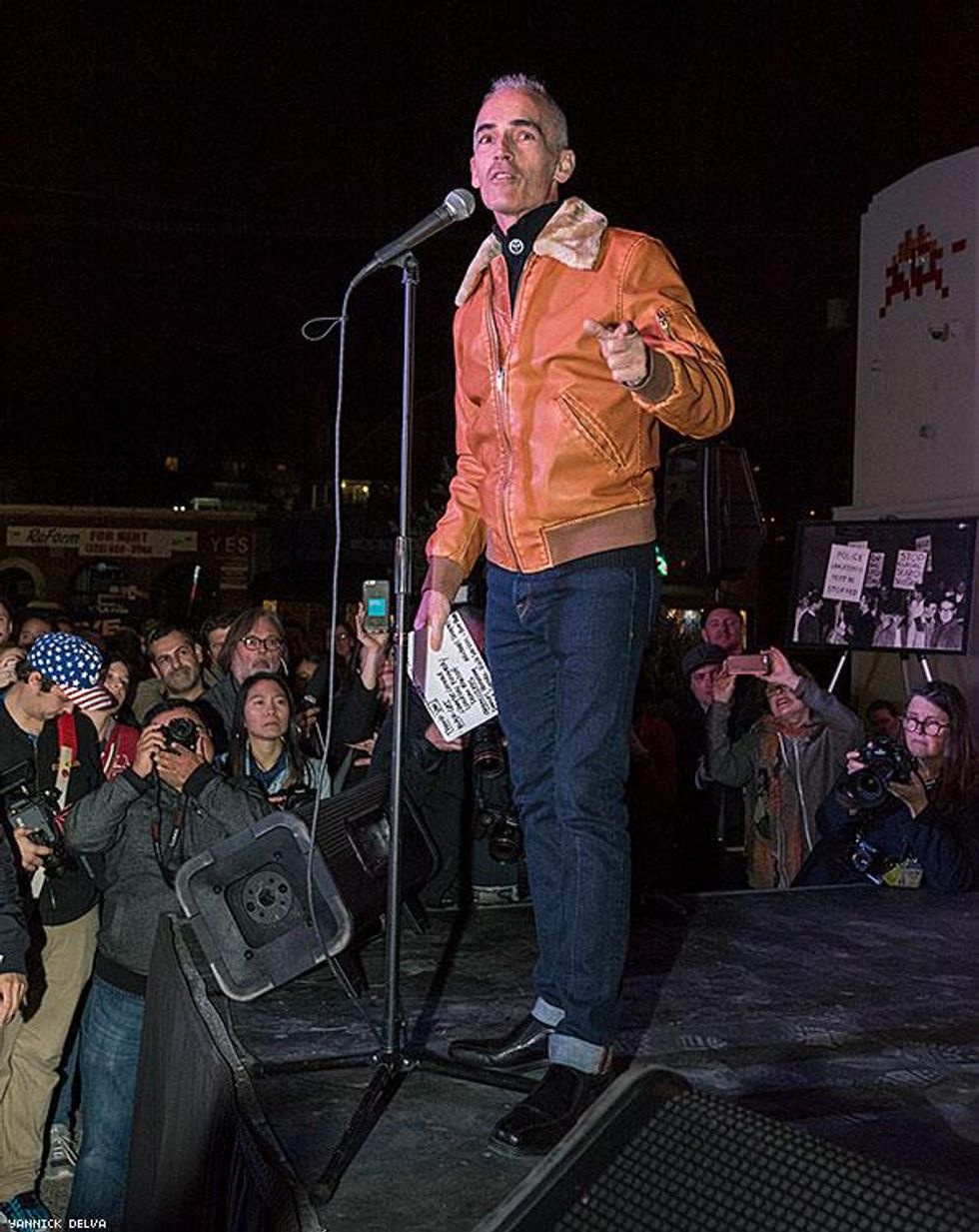 Out city councilman Mitch O'Farrell helped organize the rally