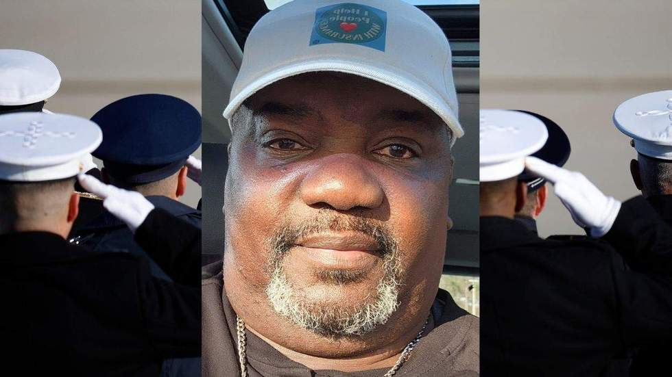 reggie dunbar II selfie on top of us military members saluting with their backs turned to the camera