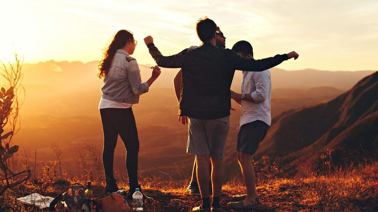 Students overlooking a hillside