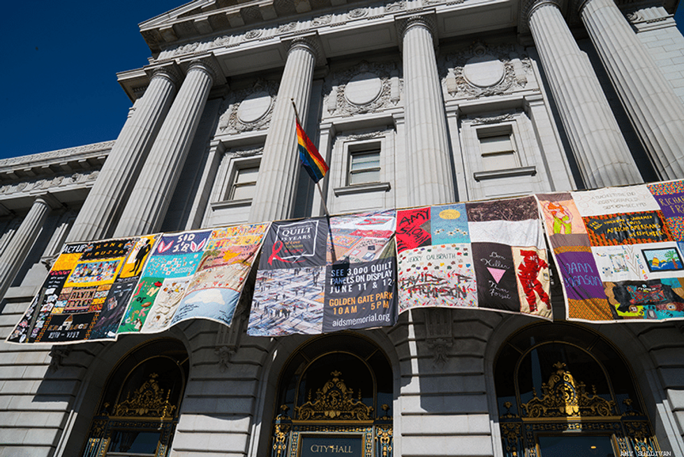 The AIDS Memorial Quilt on display in San Francisco in 2022