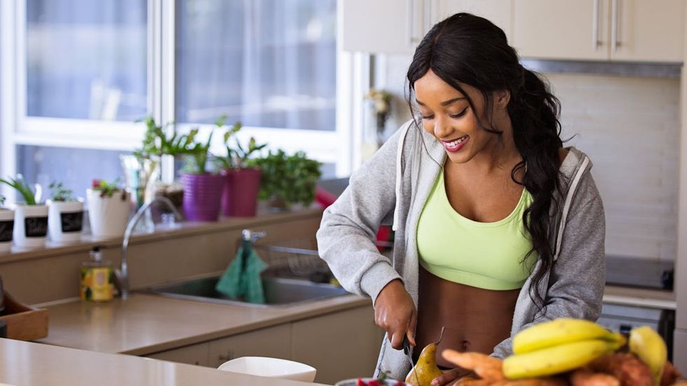 young woman preparing food