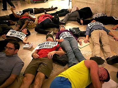 ACT UP/NY Stages Die-In and Hackathon